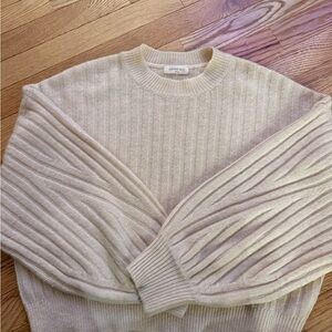 Sophie Rue Women’s Ribbed Cream Crewneck Sweater